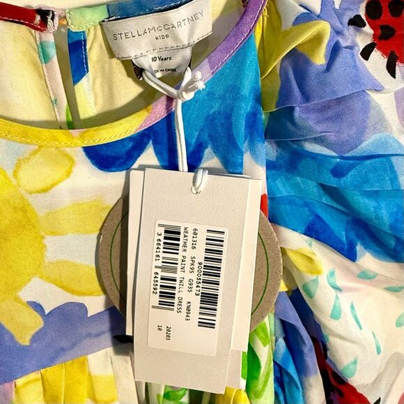NWT Stella McCartney Kids dress, lady bug and multicoloured print.  Size 10 - Picture 9 of 12